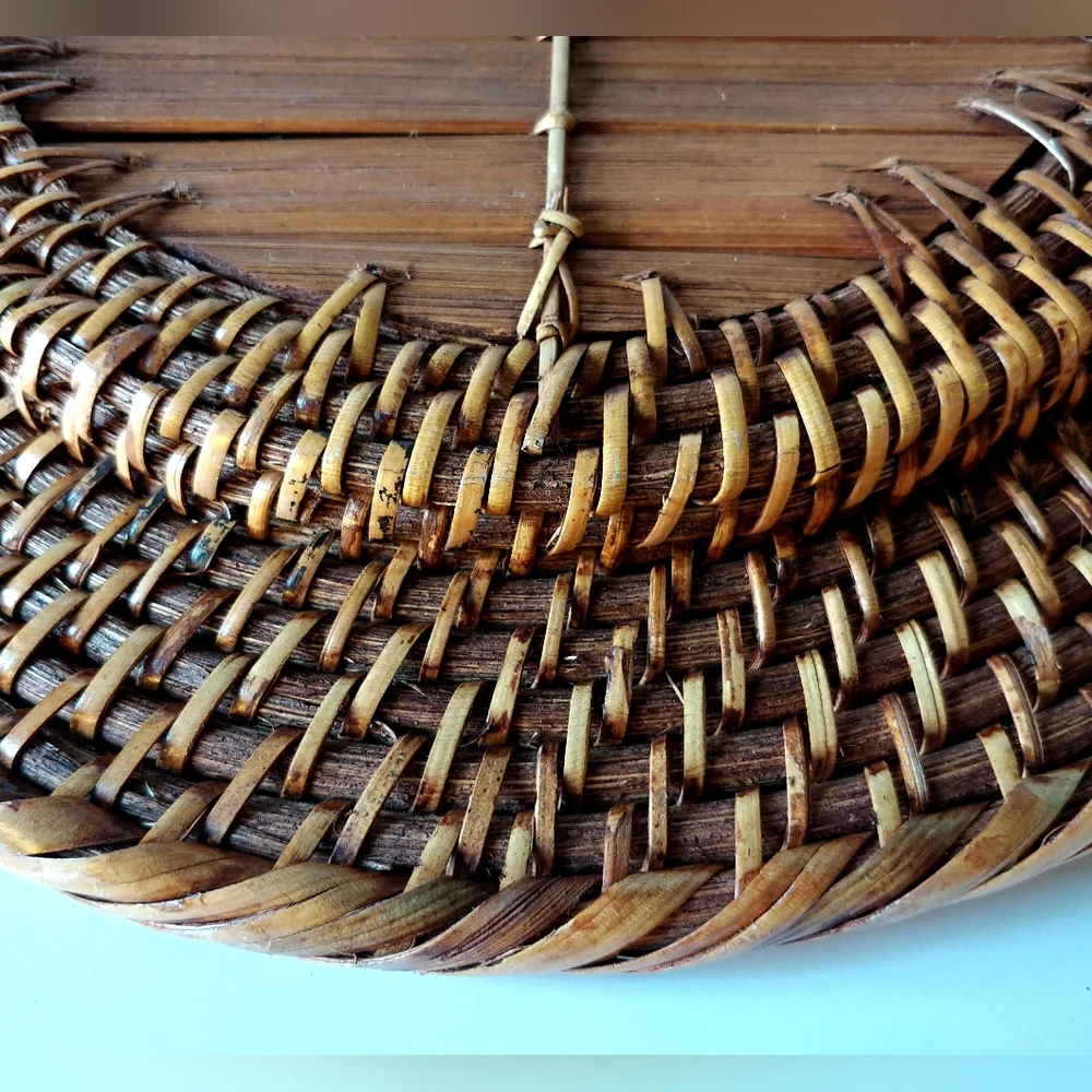 Vintage Woven Rattan Charger Decorative Plate Bamboo